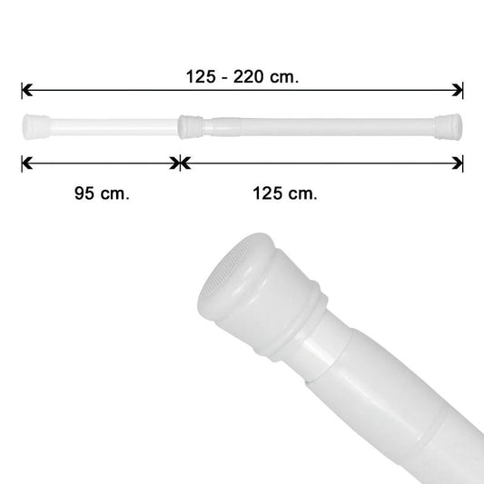 Barra Para  Cortina Ducha Extensible Aluminio Blanco125 A 220 Cm._0