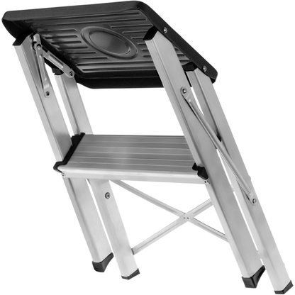 Taburete Ligero De Aluminio Plegable De 2 Peldaños Con Relieve Antideslizante_2