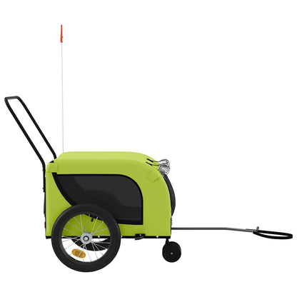 Remolque De Bicicleta Mascotas Hierro Tela Oxford Verde Negro_4