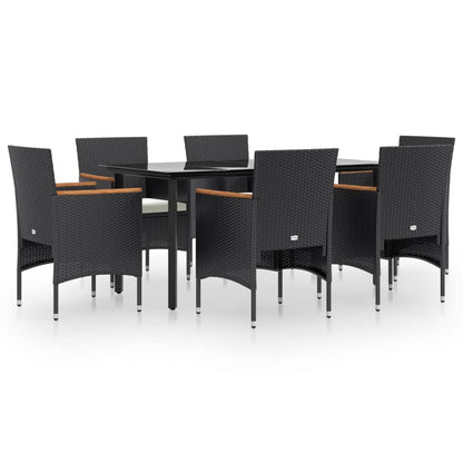 Juego De Comedor De Jardín 7 Piezas Con Cojines Negro / Vetonek_1