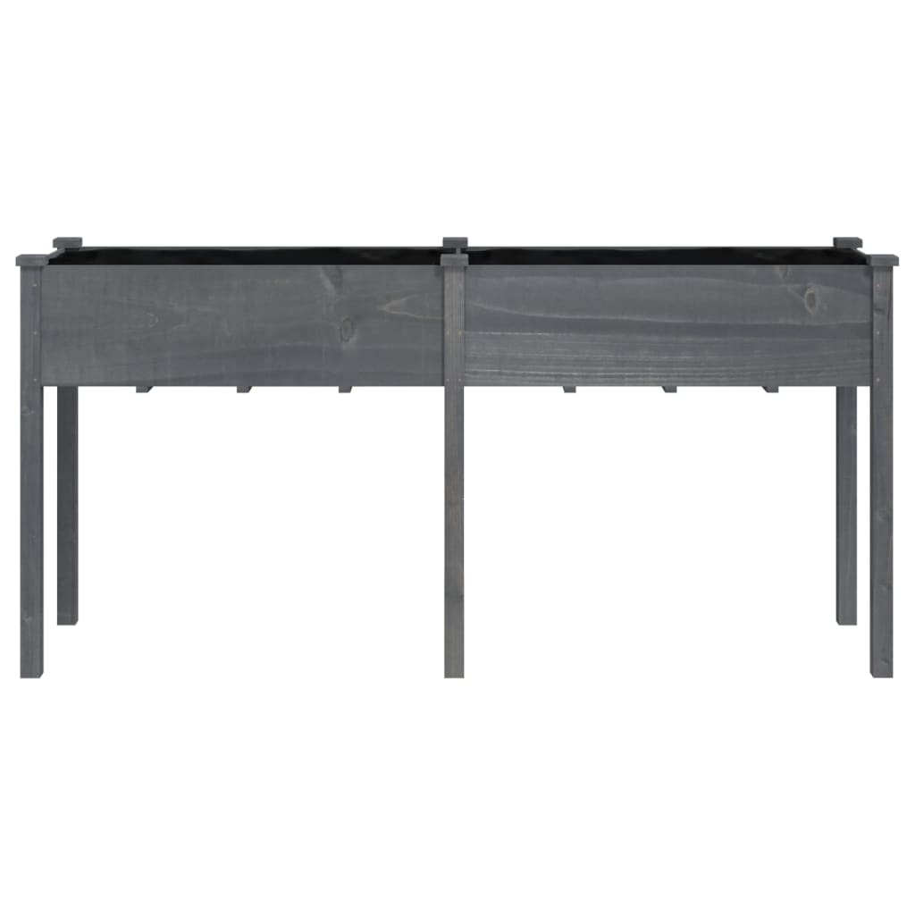 Jardinera Con Forro Madera Maciza De Abeto Gris 161x45x76 Cm_3