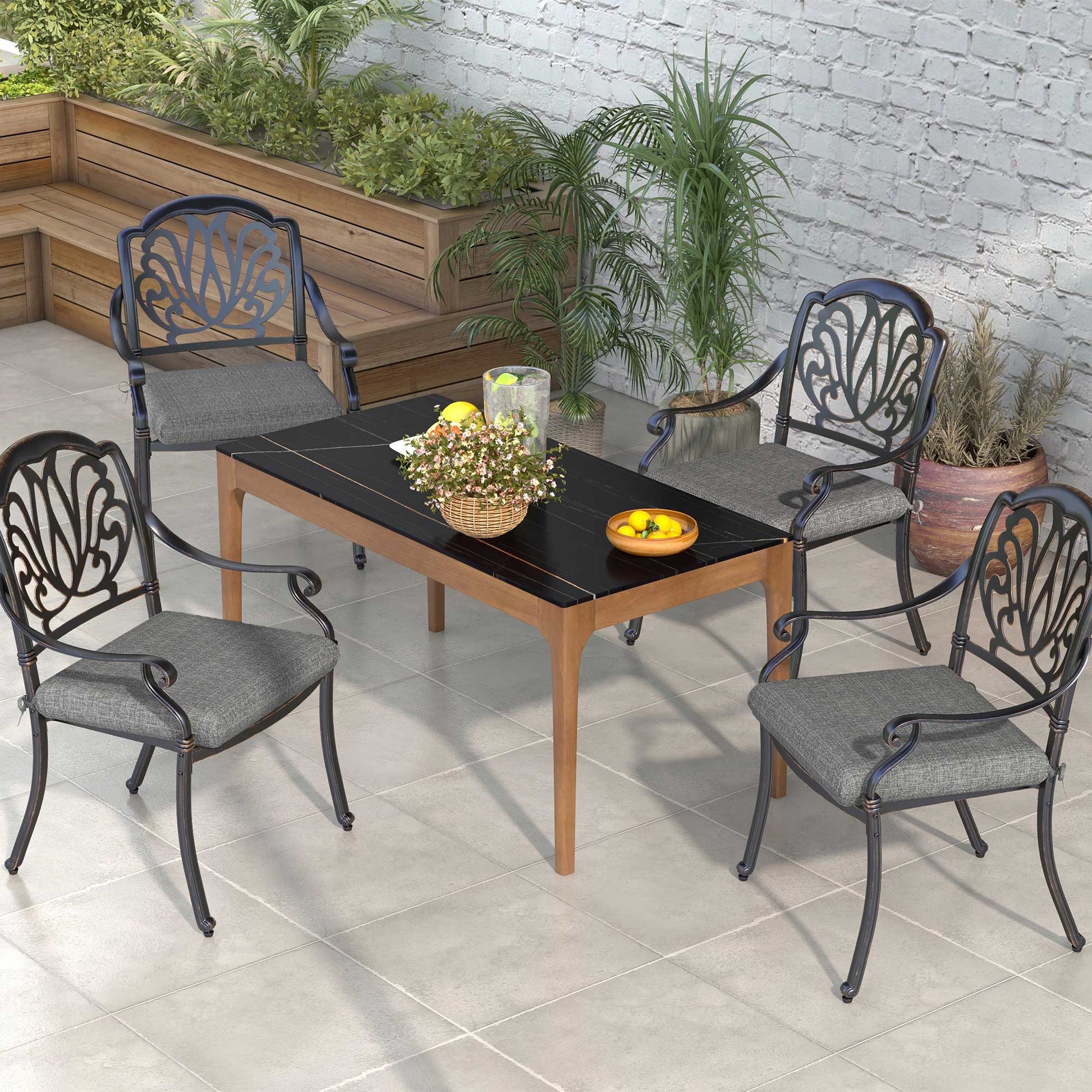 Outsunny Conjunto De Cojines Para Sillas De Comedor 47x47x7 Cm Gris_1