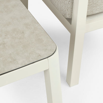 Conjunto De Sofás Para Jardín, Sofá 2 Plazas, Aluminio, Color Blanco Envejecido, Mesa:120x60x45cm Sillón:66x83x104 Cm Sofá:125x82x105 Cm Alto_3