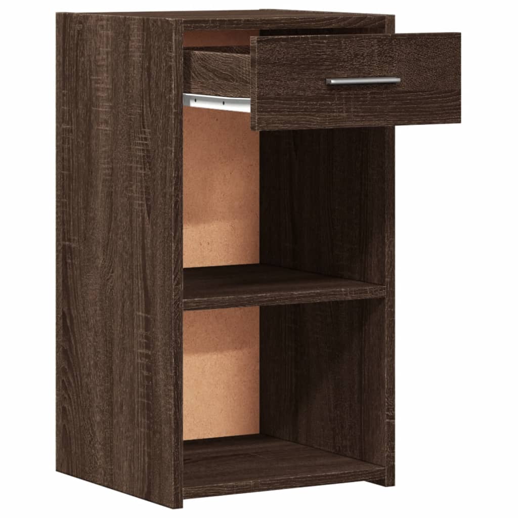 Mesita De Noche Madera De Ingeniería Marrón Roble 35x34x65 Cm_2