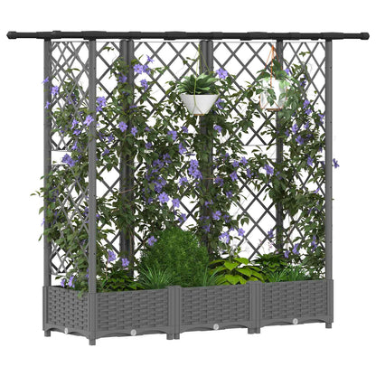Cama Elevada Con Trellis Y Techo Gris Claro 164 X 40 X 121 Cm_2