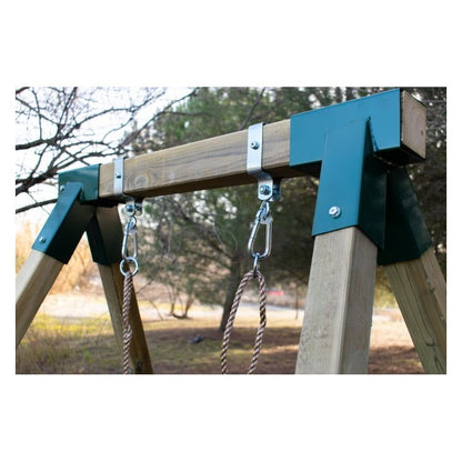 Columpio Individual De Madera Cuadrada Masgames Aiko L + Asiento Bebe Verde Oscuro._3