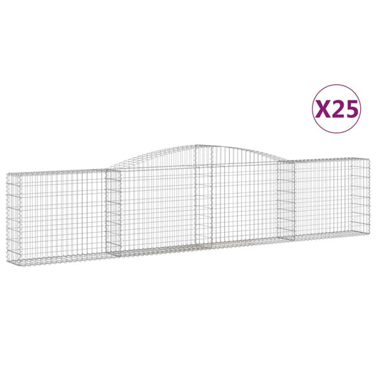 Cestas De Gaviones 25 Uds Forma De Arco Hierro 400x30x80/100 Cm_0