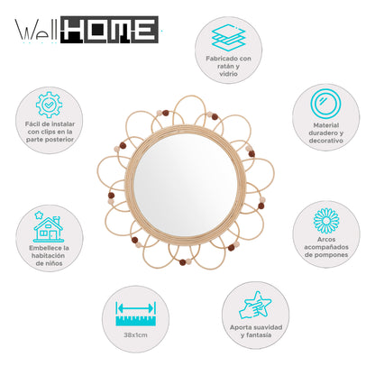 Wellhome Espejo De Ratán Campagne D.38cm_1