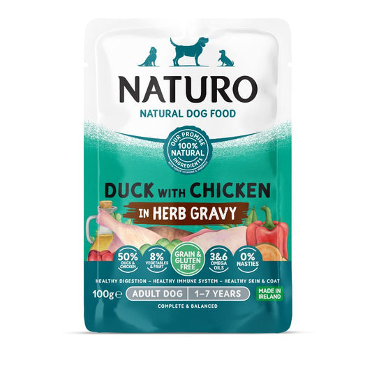 Naturo Perro Grain Y Gluten Free Pato Y Pollo 100g X 12 Sobres Comida Humeda_0