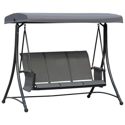 Outsunny Columpio De Jardín De 3 Plazas Con Techo Ajustable 196x128x172 Cm Gris_0