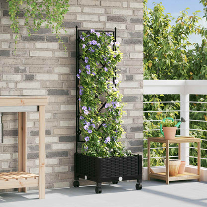 Jardinera Con Enrejado Y Ruedas Negro 40 X 40 X 131,5 Cm Pp_1