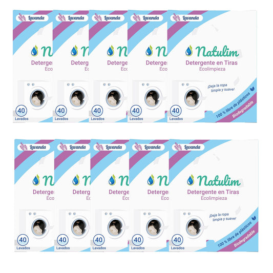 Embalagem de 10 tiras de lavagem Eco Lavender, Natulim, 40 lavagens