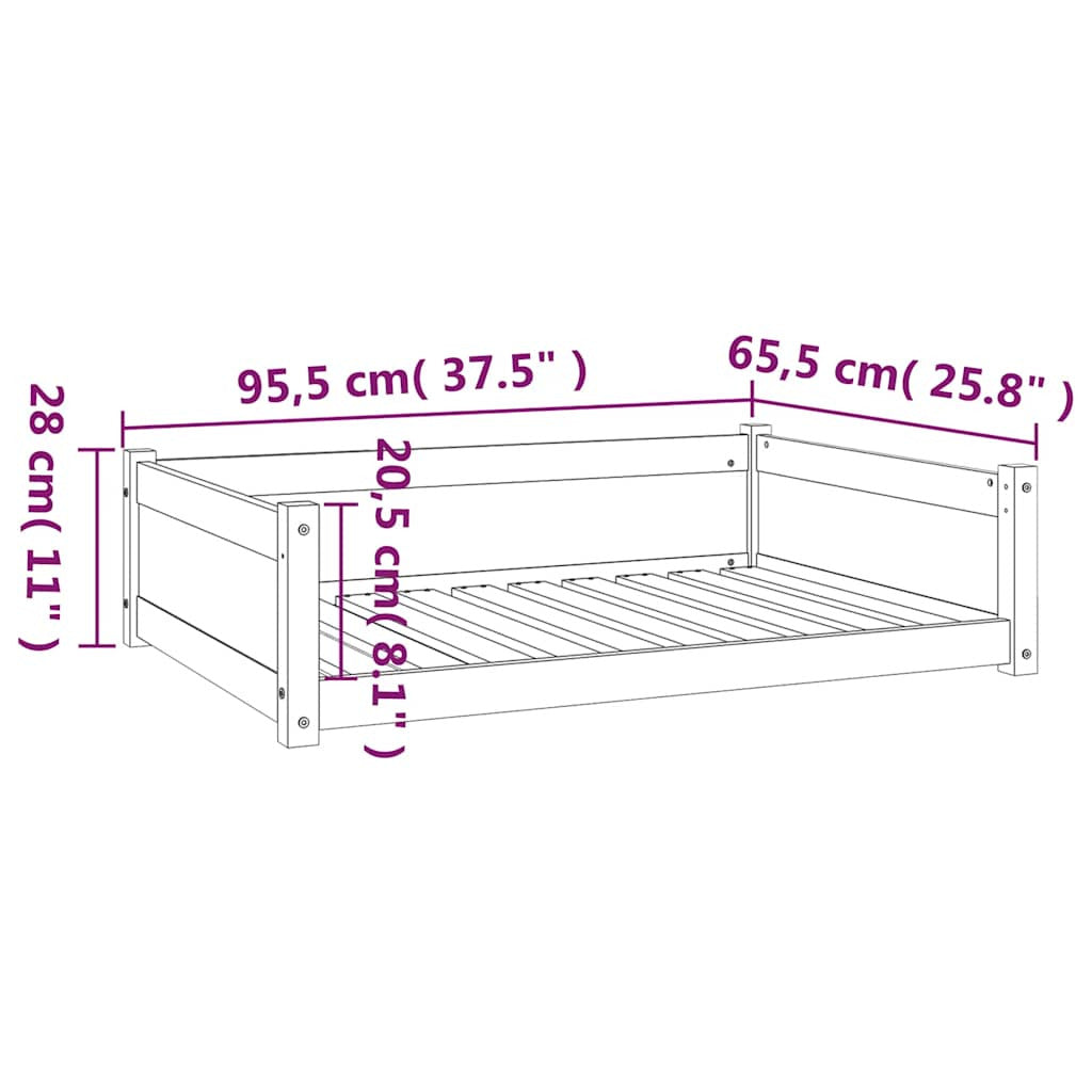 Vidaxl Cama Para Perros Madera Maciza De Pino Negro 95,5x65,5x28 Cm_2