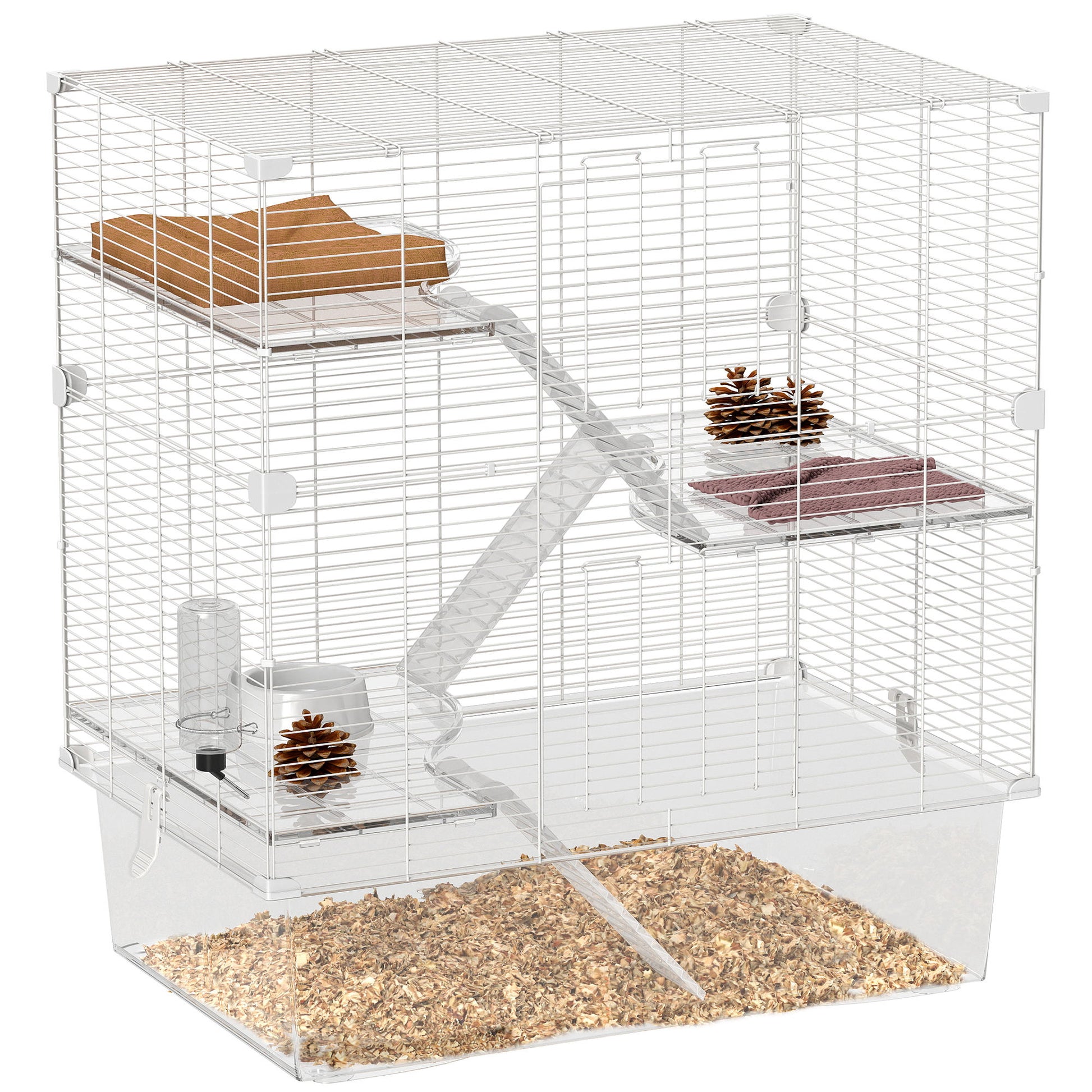 Pawhut Jaula Para Hurones De 4 Niveles Con Bandeja Inferior 73x47x80 Cm Blanco_0