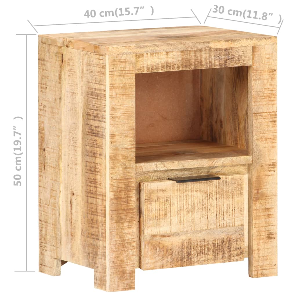 Mesita De Noche De Madera De Mango Rugosa 40x30x50 Cm_4