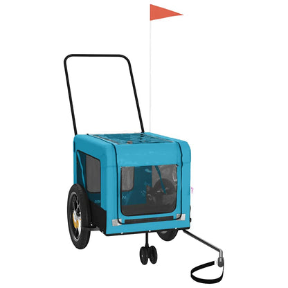 Remolque De Bicicleta Mascotas Hierro Tela Oxford Azul Negro_2