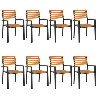 Juego De Comedor De Jardín 9 Pzas Madera Maciza Acacia Y Metal / Vetonek_4