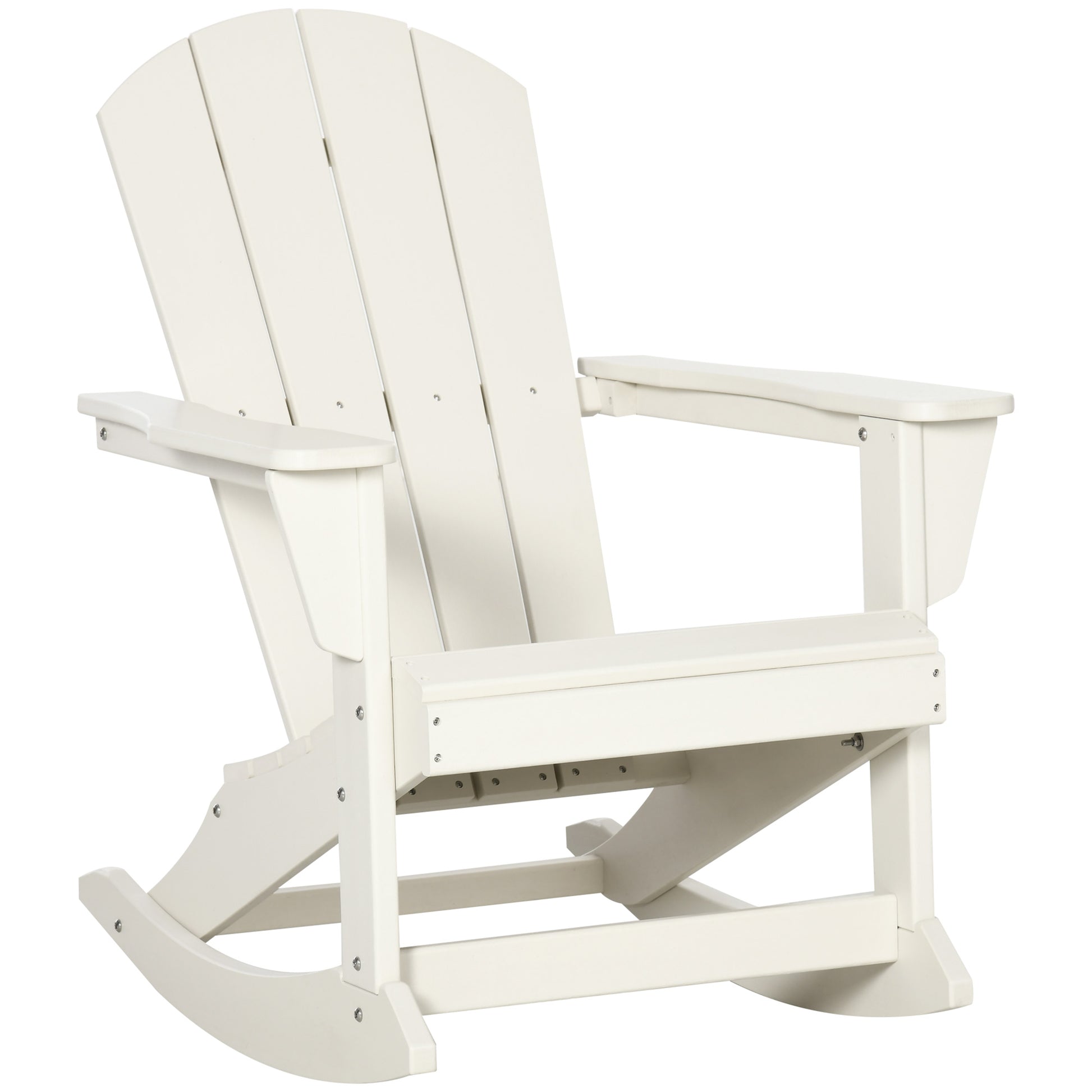 Outsunny Silla Mecedora De Jardín De Estilo Adirondack 73,5x93x91,5 Cm Blanco_0