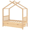 Vidaxl Estrado de cama de criança com gaveta em madeira de pinho 70x140 Cm