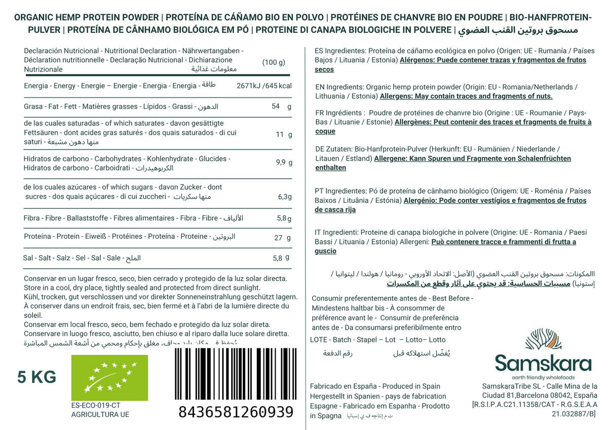 Proteína De Cáñamo Bio - 2kg | Proteína Vegetal Ecológica Vegana Para Batidos Y Repostería, Sin Azúcares Añadidos_1