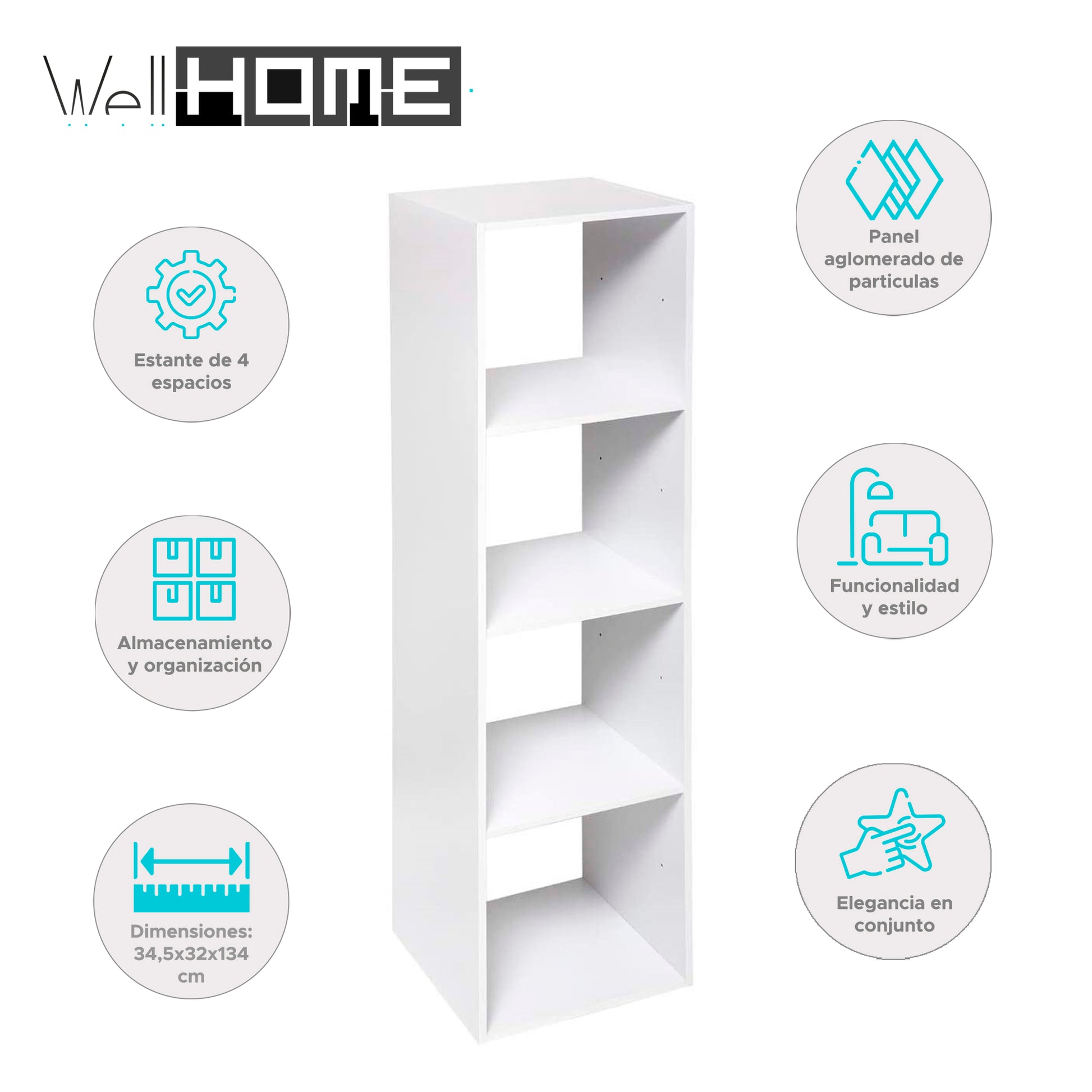 Wellhome Estante 4 Compartimentos Top Mix Blanco_1