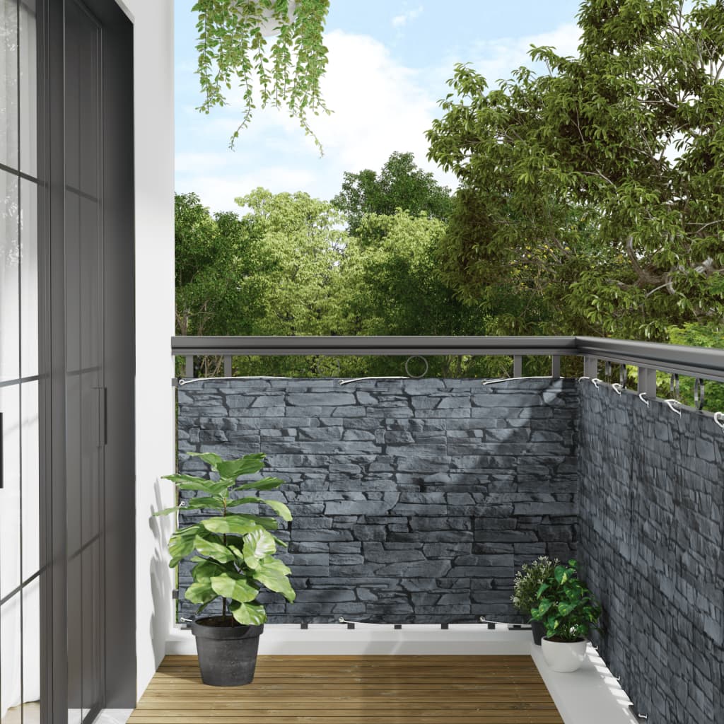 Pantalla De Privacidad De Balcón Pvc Look Piedra Gris 600x90 Cm / Vetonek_2