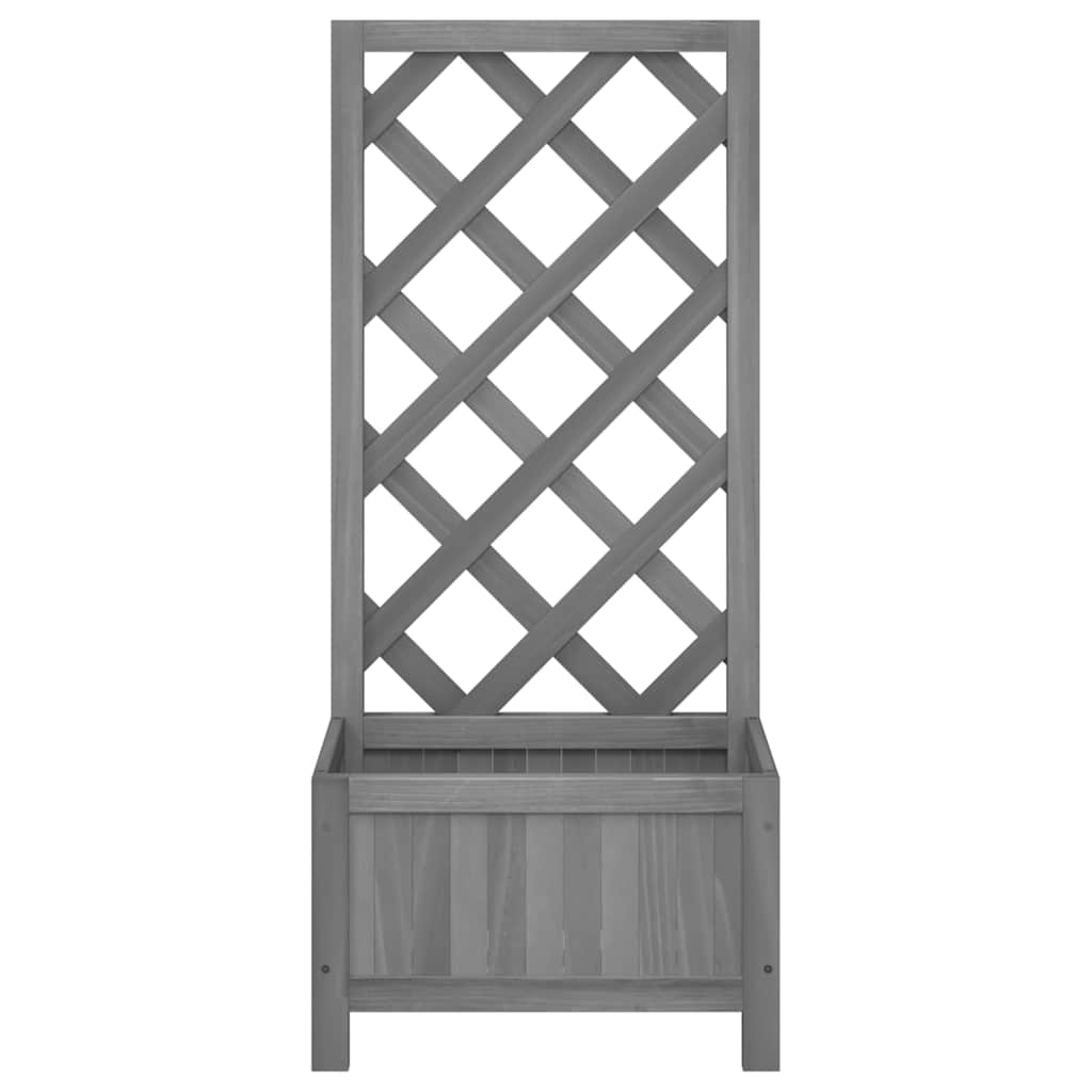 Jardinera Con Enrejado Gris 40x30x90 Cm Madera Maciza De Abeto_3