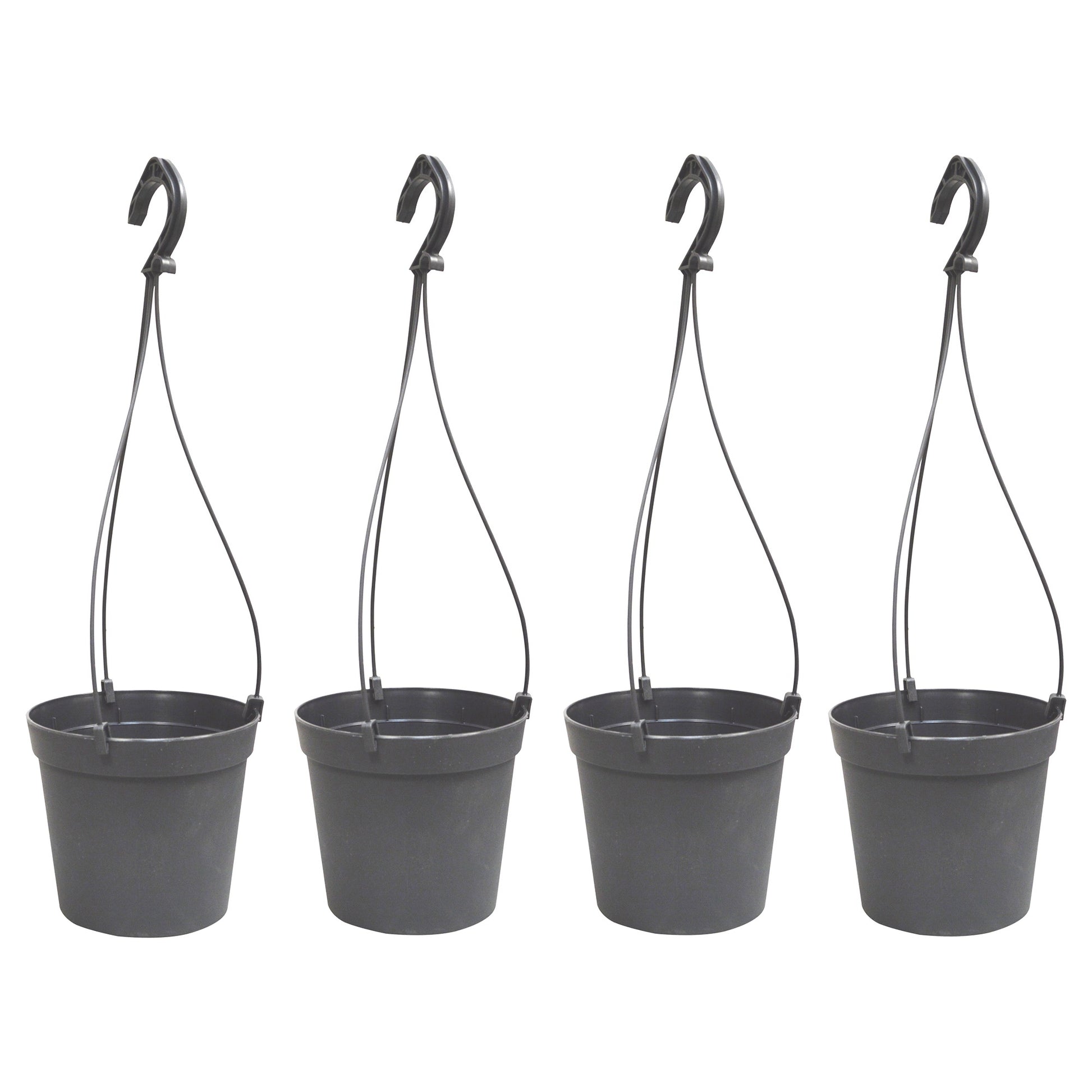 4 Macetas Cilíndricas Ø 12 Cm Con Ganchos, De Polipropileno Gris_0