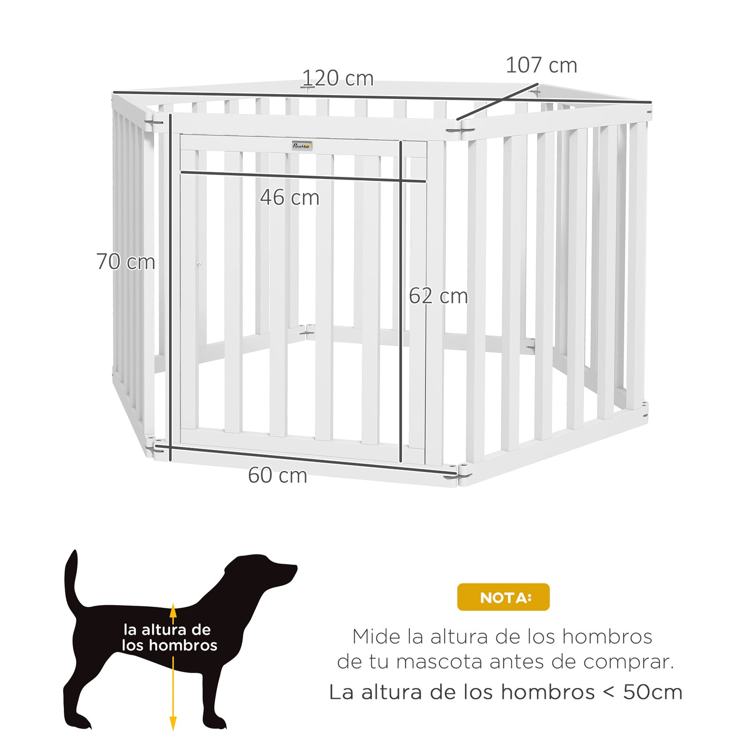 Pawhut Parque Para Perros De 6 Paneles 60x70 Cm Forma Personalizable Blanco_2