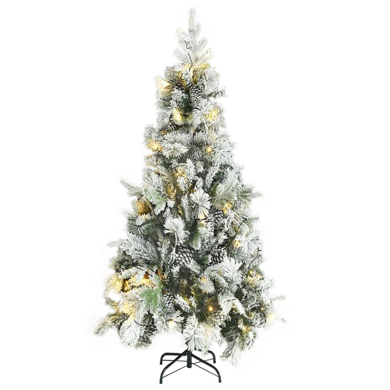 Vidaxl Árbol De Navidad Con Nieve, Luces Led Y Piñas Pvc Y Pe 225 Cm_1