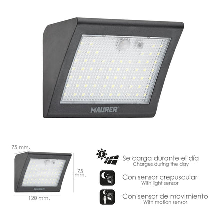 Aplique Solar Led 250 Lumenes Con Sensor De Movimiento Y Crepuscular Ip65_1