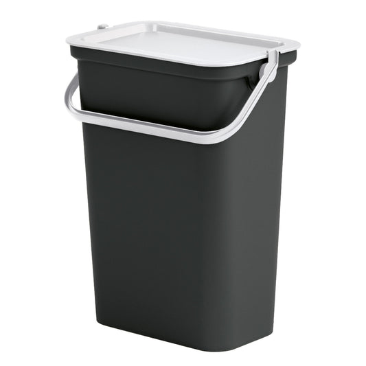 Papelera moda 10l Con Asa (cubo Negro-tapa Blanco)