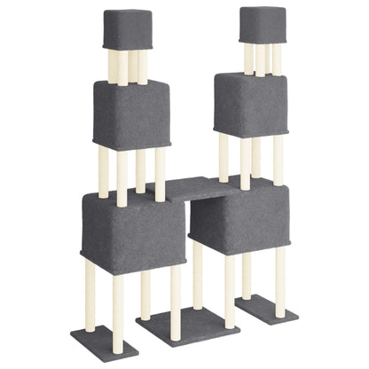 Rascador Para Gatos Con Postes De Sisal Gris Oscuro 199 Cm_4