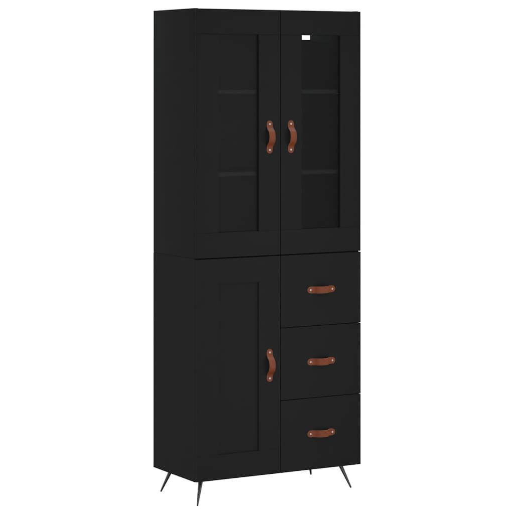 Aparador Alto Madera Contrachapada Negro 69,5x34x180 Cm_1
