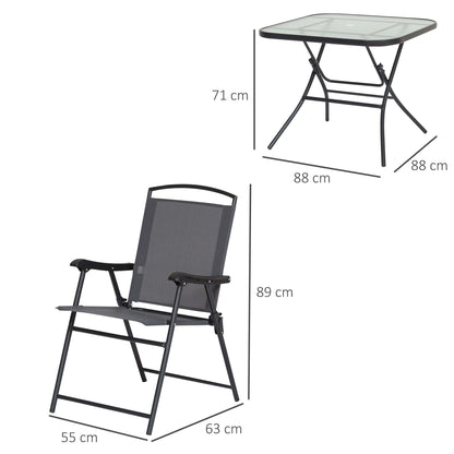 Outsunny Outdoor Juego De Comedor De Jardín De 5 Piezas Sillas Y Mesas Plegables_2