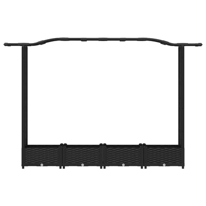 Cama Elevada Con Trellis Y Techo Negro 207 X 40 X 123 Cm Pp_3
