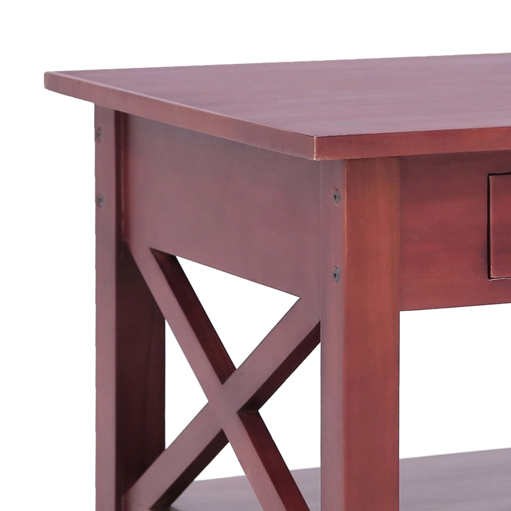 Mesa De Centro De Madera Maciza De Caoba Marrón 100x55x46 Cm_4