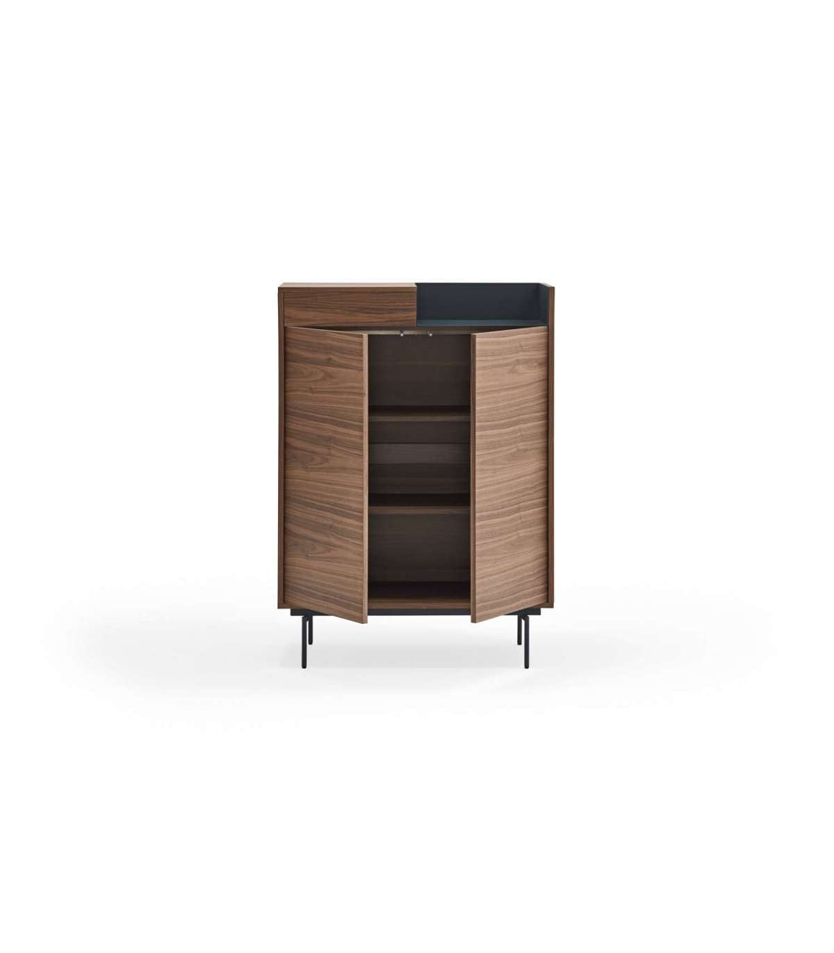 Mueble Auxiliar Modelo Valley 2 Puertas 1 Cajón Acabado Nogal/azul Oscuro, 40cm(ancho) 13_4