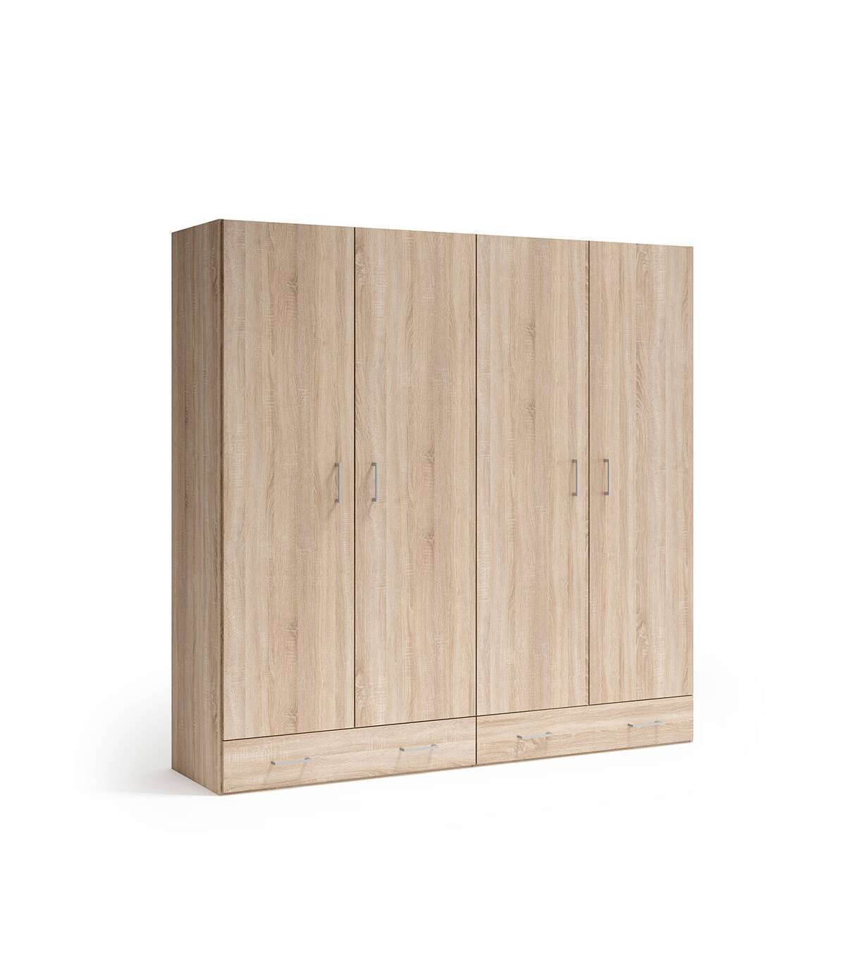 Armario 4 Puertas Abatibles 2 Cajones Acabado Roble Cambrian, 197cm(alto) 197cm(ancho) 51c_0