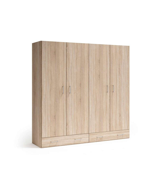 Armario 4 Puertas Abatibles 2 Cajones Acabado Roble Cambrian, 197cm(alto) 197cm(ancho) 51c_0