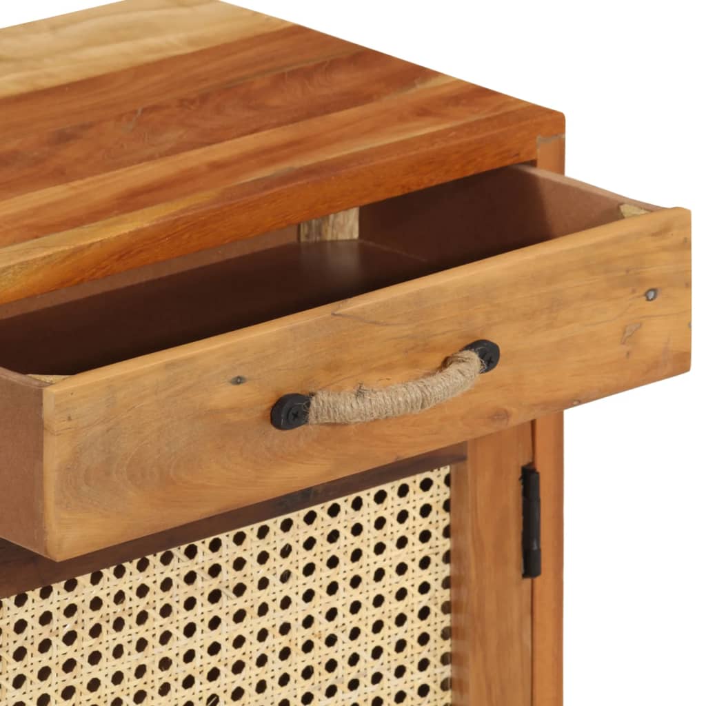 Mesita De Noche De Madera Maciza Reciclada 40x30x50 Cm_3