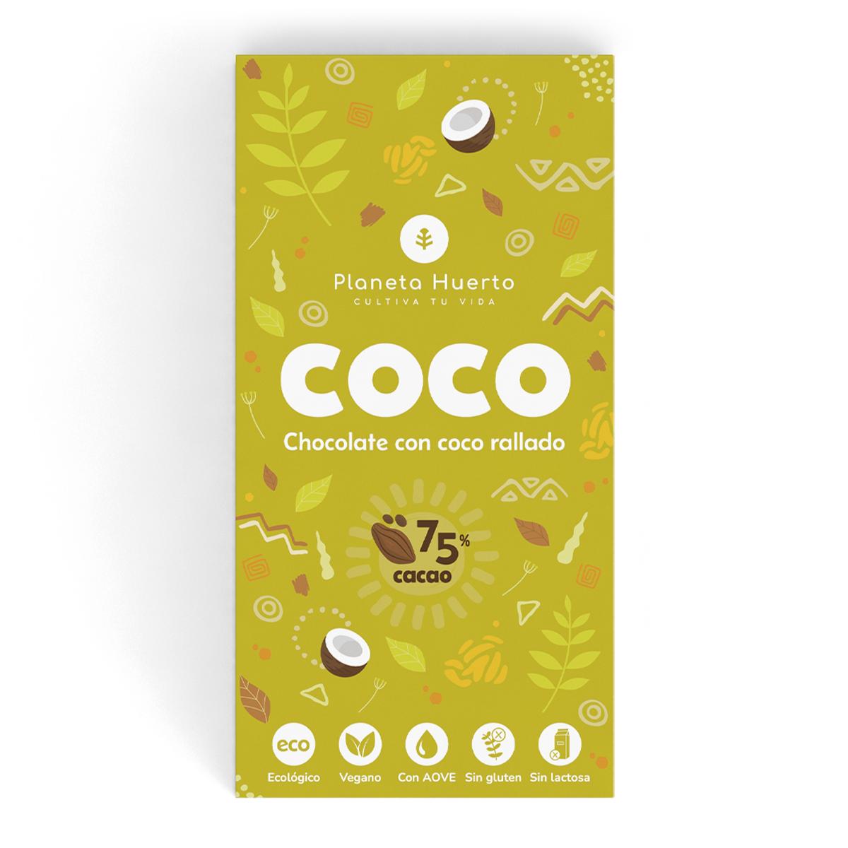 Tablete de Chocolate 75% com Coco Ralado ECO Planeta Huerto 70 gr