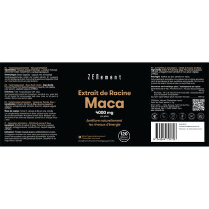 Extrato de raiz de maca 4000 mg, altamente concentrado 10:1, 120 comprimidos