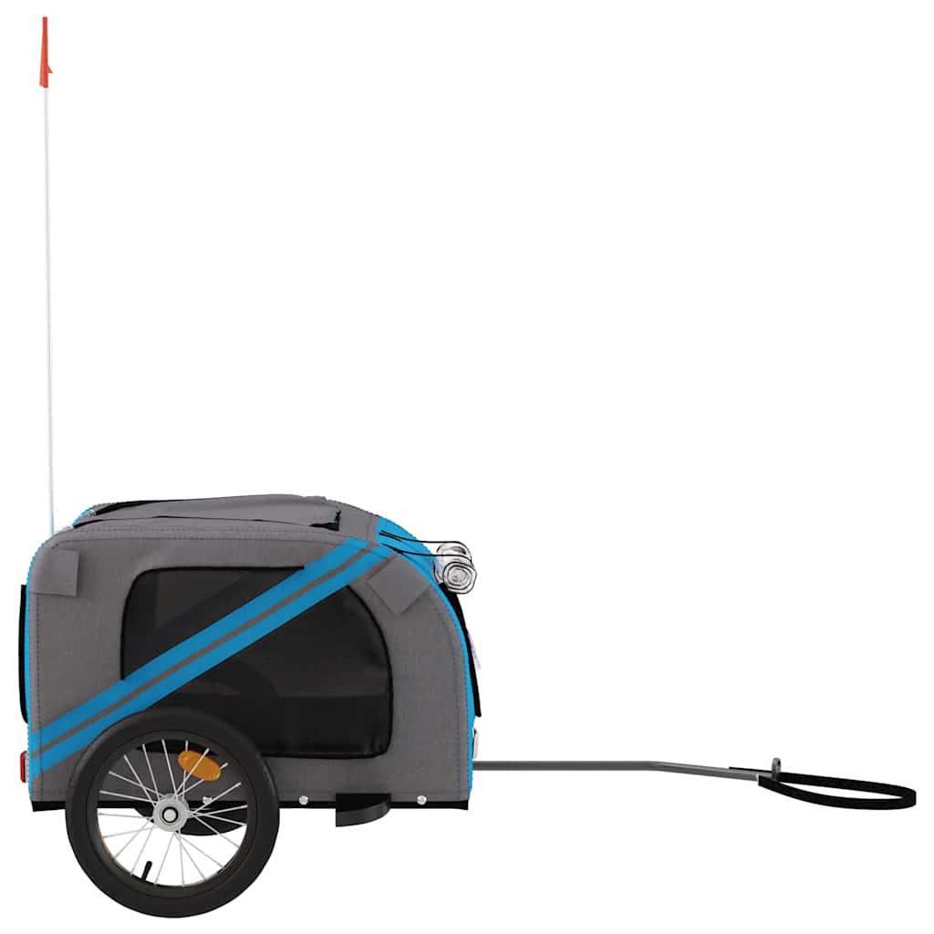 Remolque De Bicicleta Mascotas Hierro Tela Oxford Azul Gris_5