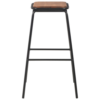 Taburetes De Cocina 4 Uds Madera Maciza De Pino Y Acero Negro_1
