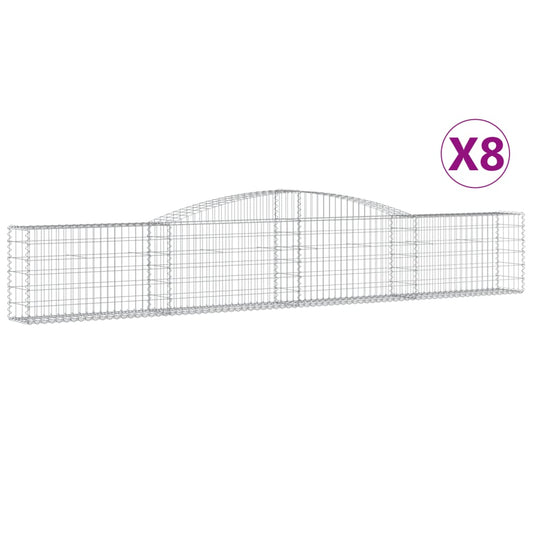 Cestas De Gaviones 8 Uds Forma De Arco Hierro 400x30x60/80 Cm_0