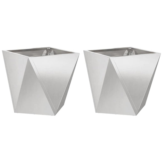 Jardinera 2 Pcs Plateado 50 X 50 X 50 Cm Acero Inoxidable_0