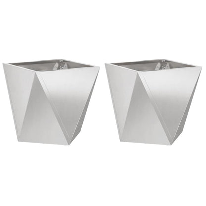 Jardinera 2 Uds. Plateado 40 X 40 X 40 Cm Acero Inoxidable_0
