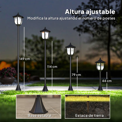 Farola Solar Exterior Outsunny Negro Ø26,5x177 Cm Plástico Abs_3