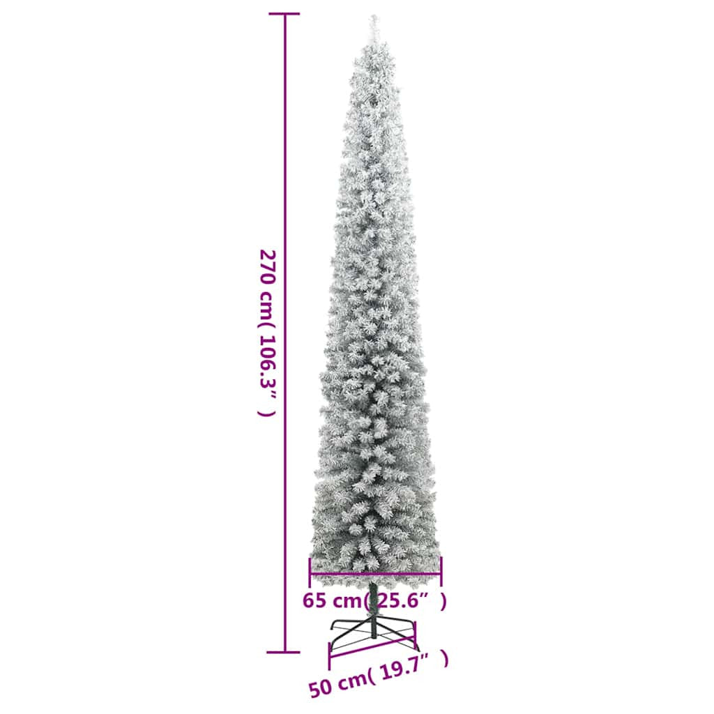 Vidaxl Árbol De Navidad Estrecho Con 300 Led Y Bolas Y Nieve 270 Cm_2